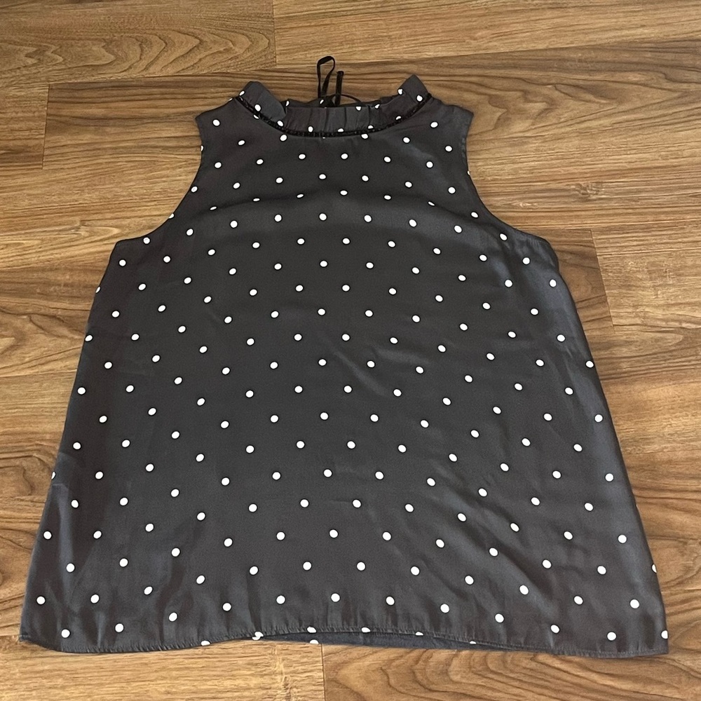 LOFT Black and White Polka Dot Top